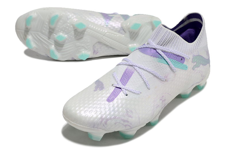 Bota de Fútbol Campo Puma Future 7 FG Blanca, Verde e Morado "Brilliance Pack"