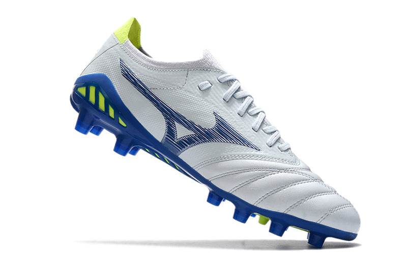 Bota de Fútbol Campo Mizuno Morelia Neo 3 FG Blanca e Azul "Pre Future Pack"