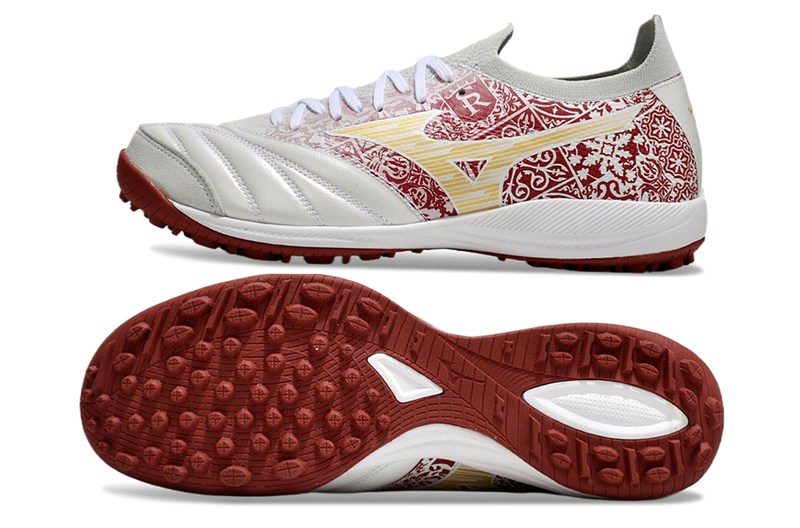 Bota de Fútbol para Césped Artificial Mizuno Morelia Neo Sala TF Blanca e Roja "Charge Pack"