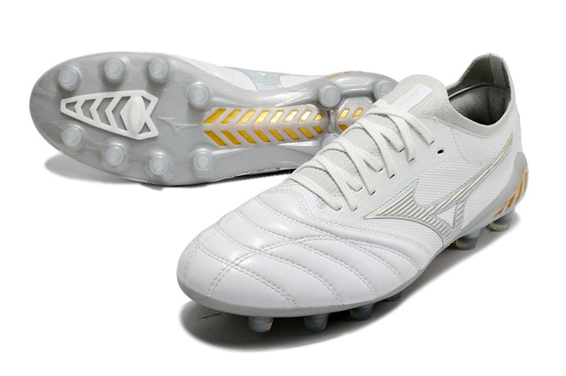 Bota de Fútbol Campo Mizuno Morelia Neo 3 FG Blanca e Prata "Beta Shining"