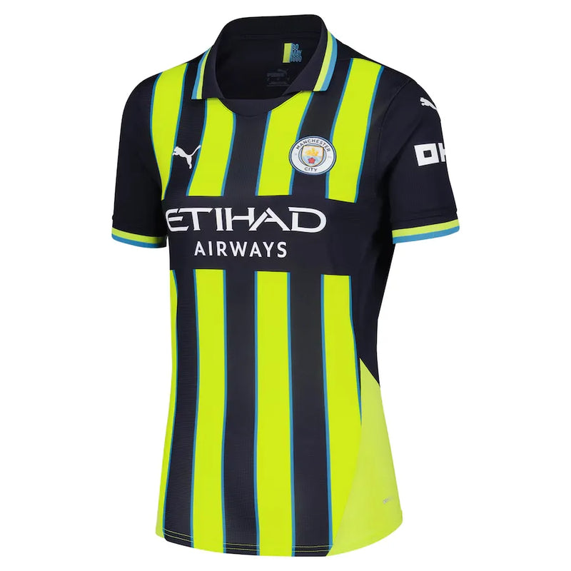 Camiseta Manchester City Mujer Segunda Equipación 24/25 - Azul e Amarilla