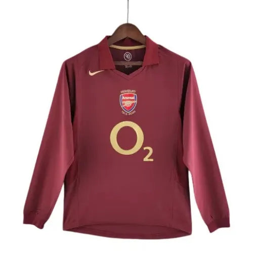 Camiseta Arsenal Primera Equipación 05/06 Retro Manga Larga - Vinho